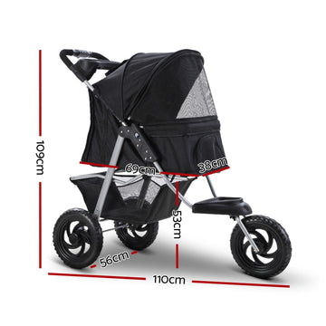 i.Pet Pet Stroller Dog Carrier Foldable Pram Large Black i.Pet